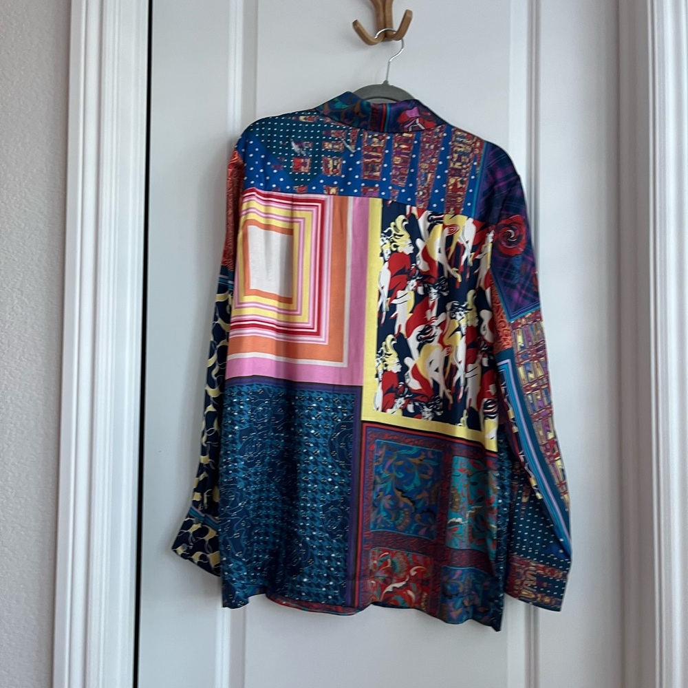 Staud Patchwork Button Down Shirt - Size L - image 3